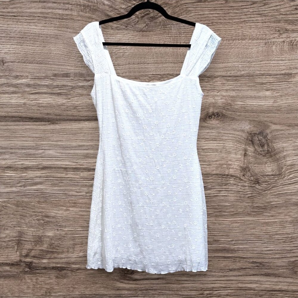 Princess Polly White Mini Dress NWT Lace Trim Square Neck Fitted Size 8 Petite - Picture 2 of 13